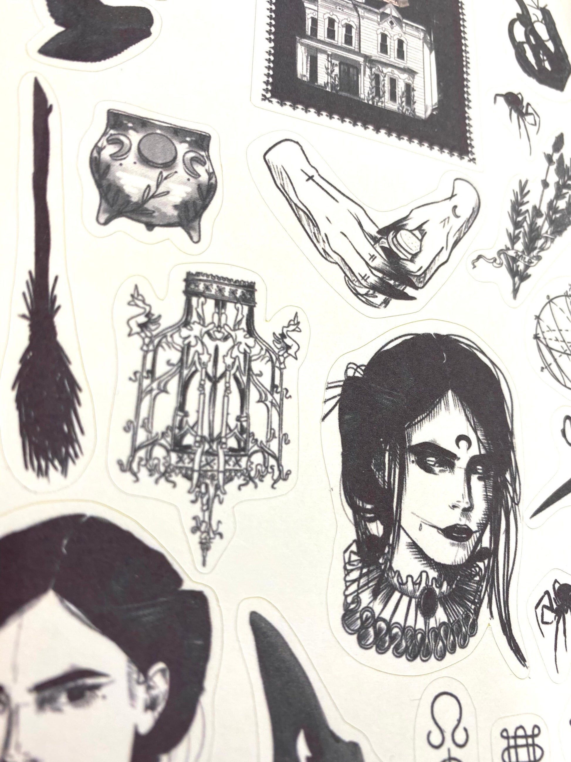 Witches Present Gothic sticker sheet for bullet journal kit and planner- witchcraft skull haunted house