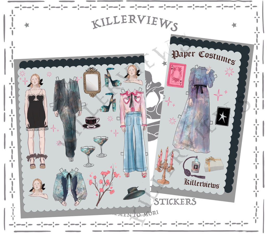 Paper costumes  ethereal inspired sticker sheet for journal kit stationery and planner planners