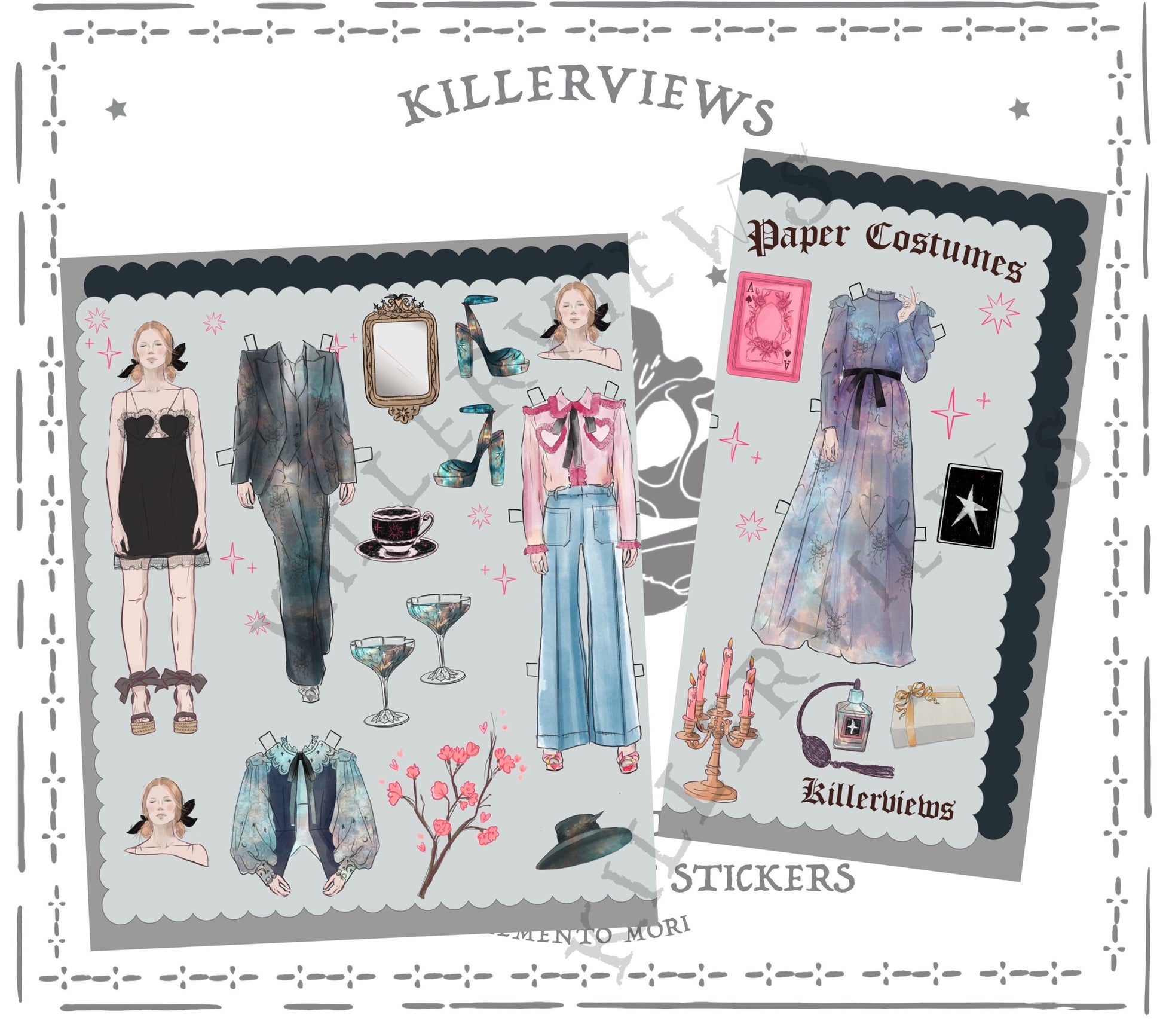 Paper costumes  ethereal inspired sticker sheet for journal kit stationery and planner planners