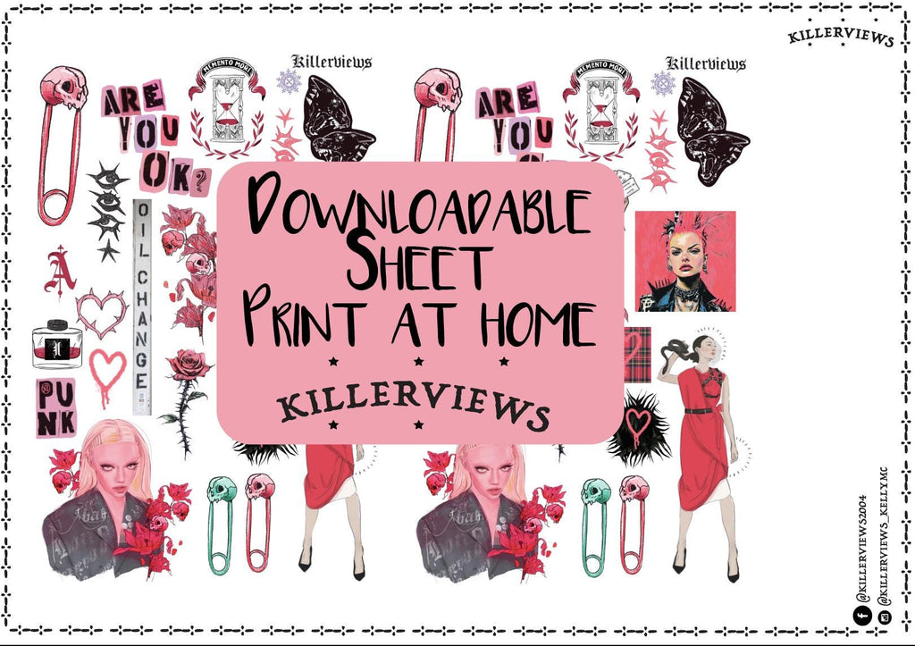 Downloadable Punk Witch planner sheet inspired sticker sheet for journal kit and planner- NOT PHYSICAL PRODUCT