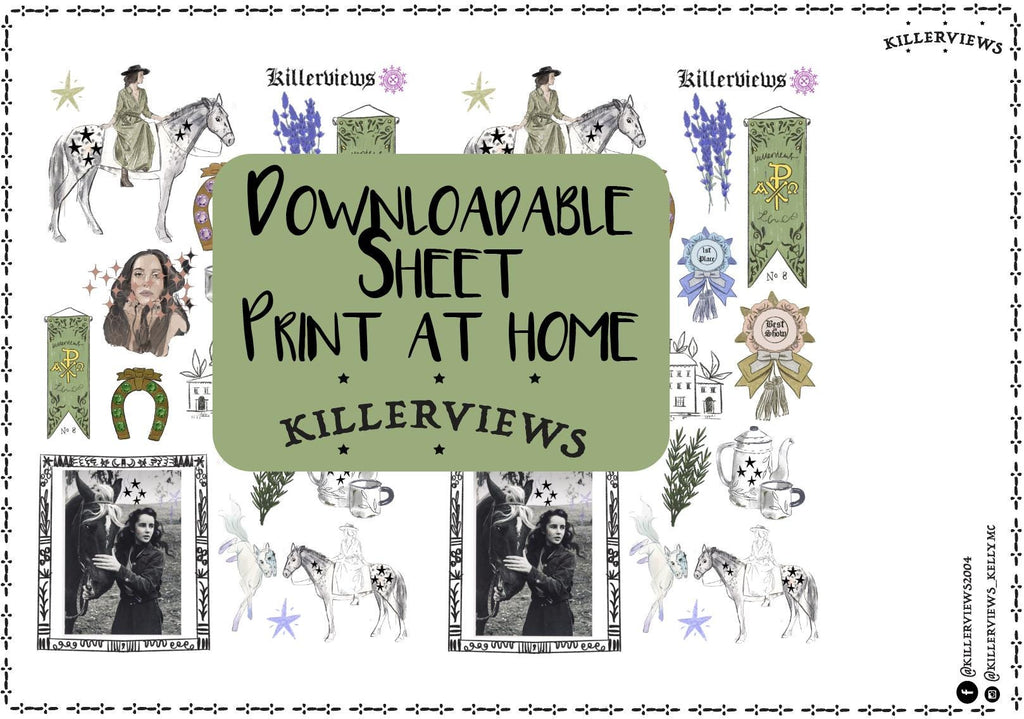 Downloadable Horse Witch planner sheet inspired sticker sheet for journal kit and planner- NOT PHYSICAL PRODUCT