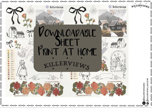 Downloadable cottage sampler cross stitch sheet planner sheet inspired sticker sheet for journal kit and planner- NOT PHYSICAL PRODUCT