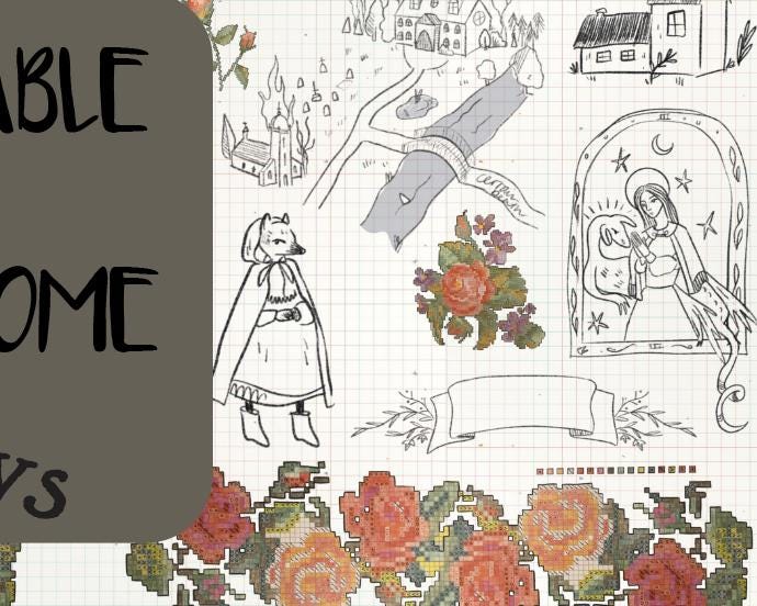 Downloadable cottage sampler cross stitch sheet planner sheet inspired sticker sheet for journal kit and planner- NOT PHYSICAL PRODUCT