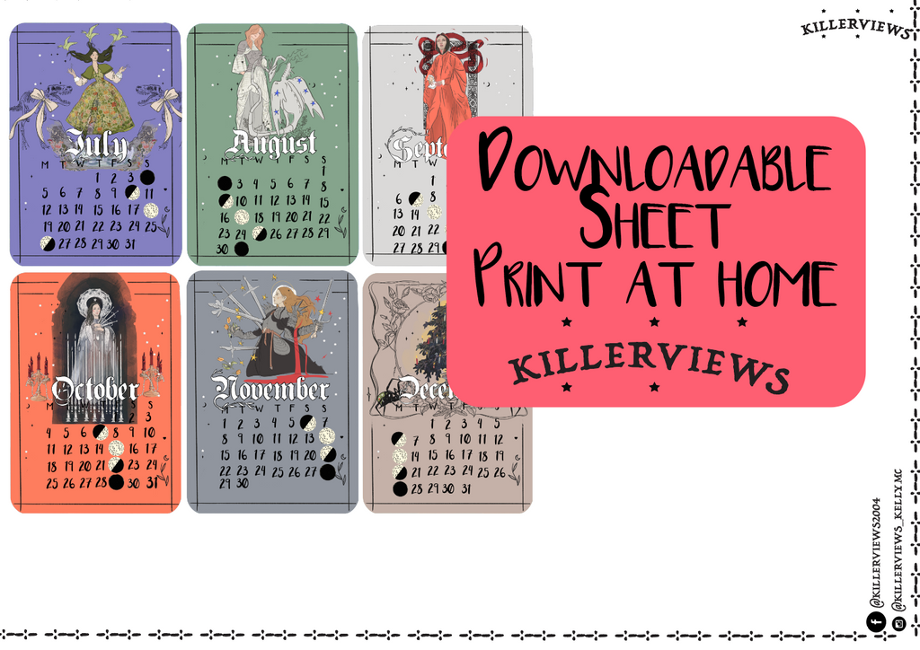 Tarot 2027 Calendar month Downloadable sticker sheet