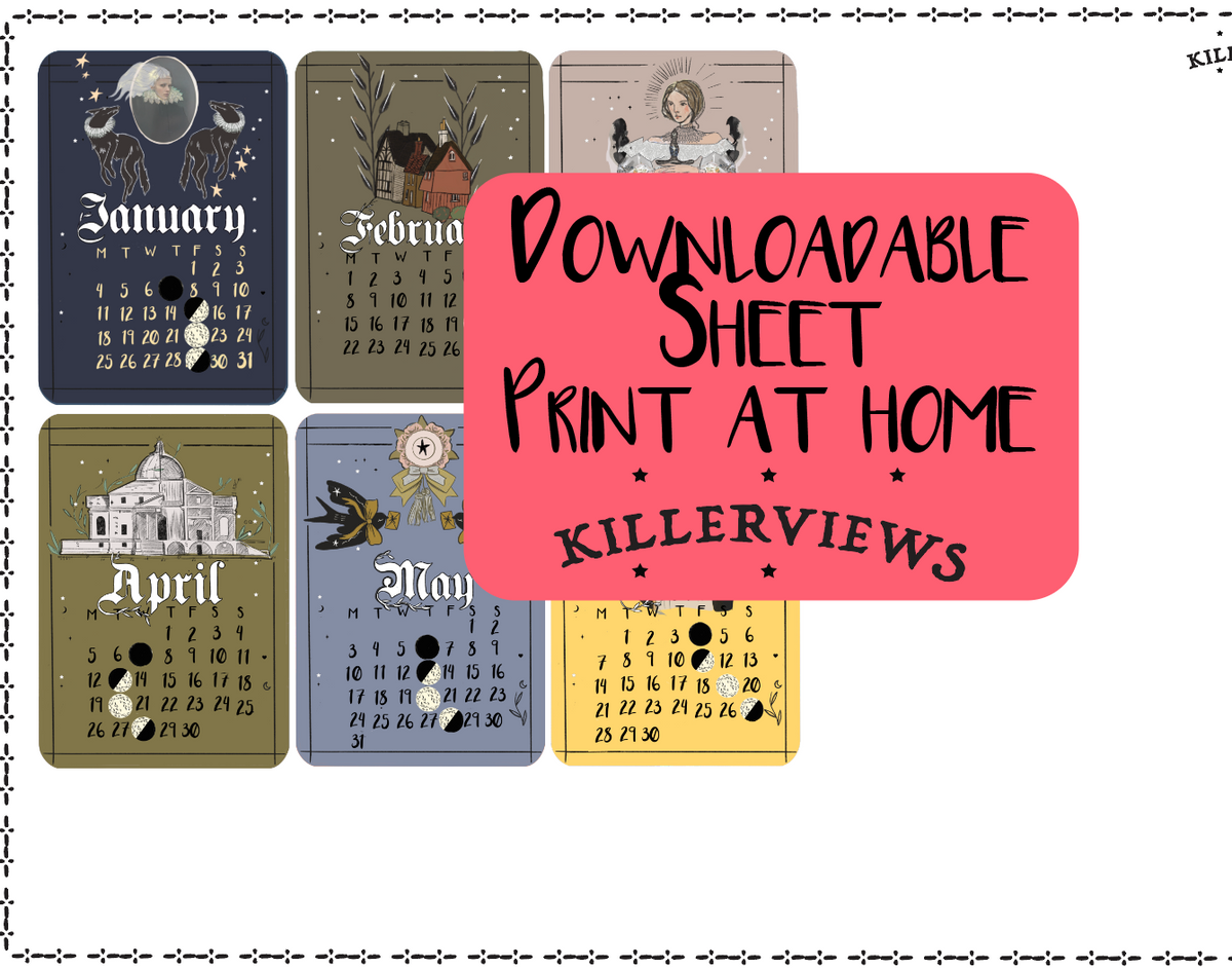 Tarot 2027 Calendar month Downloadable sticker sheet